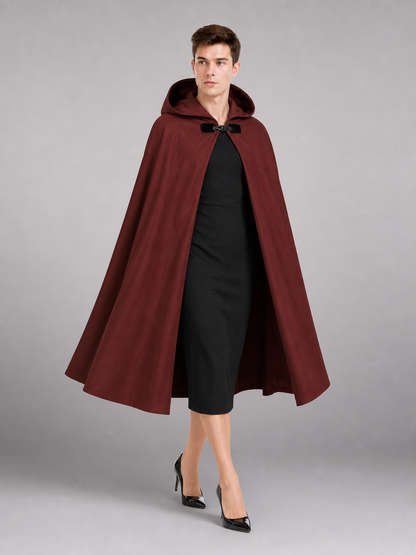 Burgundy Hooded Carnival Cloak for Cosplay