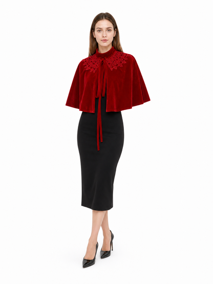 Red carnival cape with a high collar