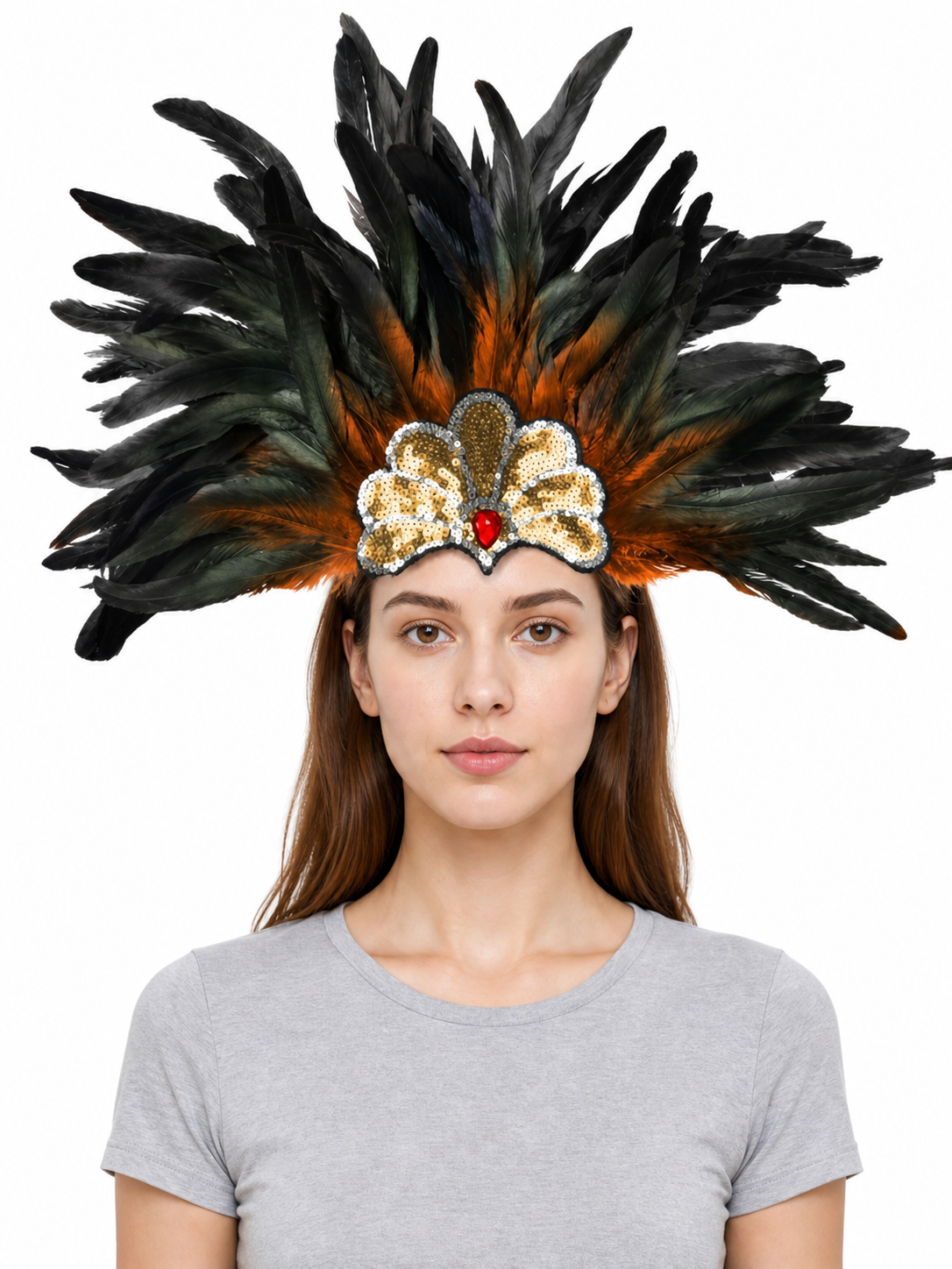 Carnival Feather and Bead Headpiece