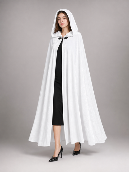 Long White Hooded Carnival Cloak