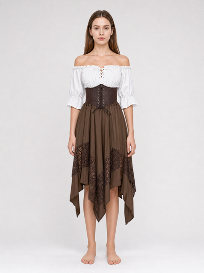 Pirate-Style Costume: Blouse, Corset, and Skirt