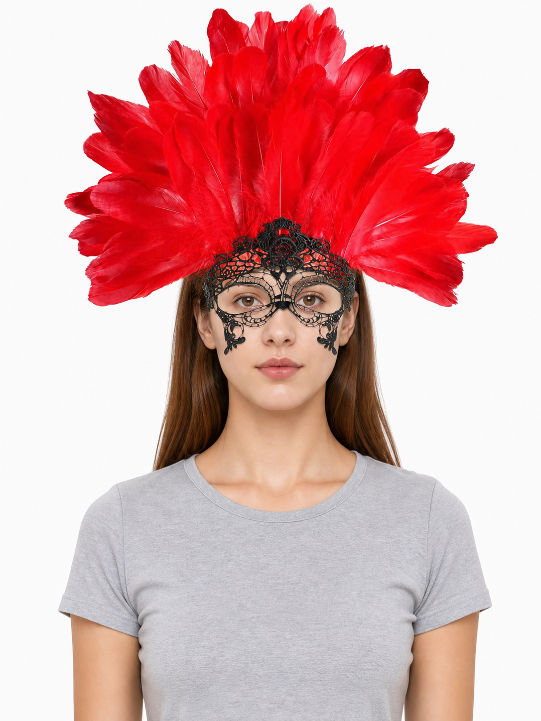 Carnival Headpiece with Red Feathers