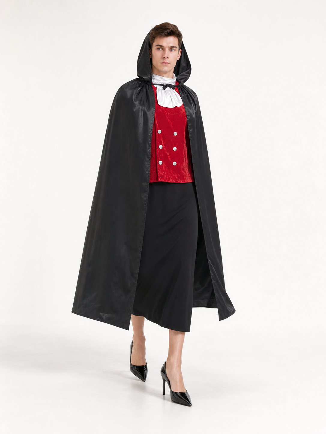 Black carnival hooded cloak for cosplay