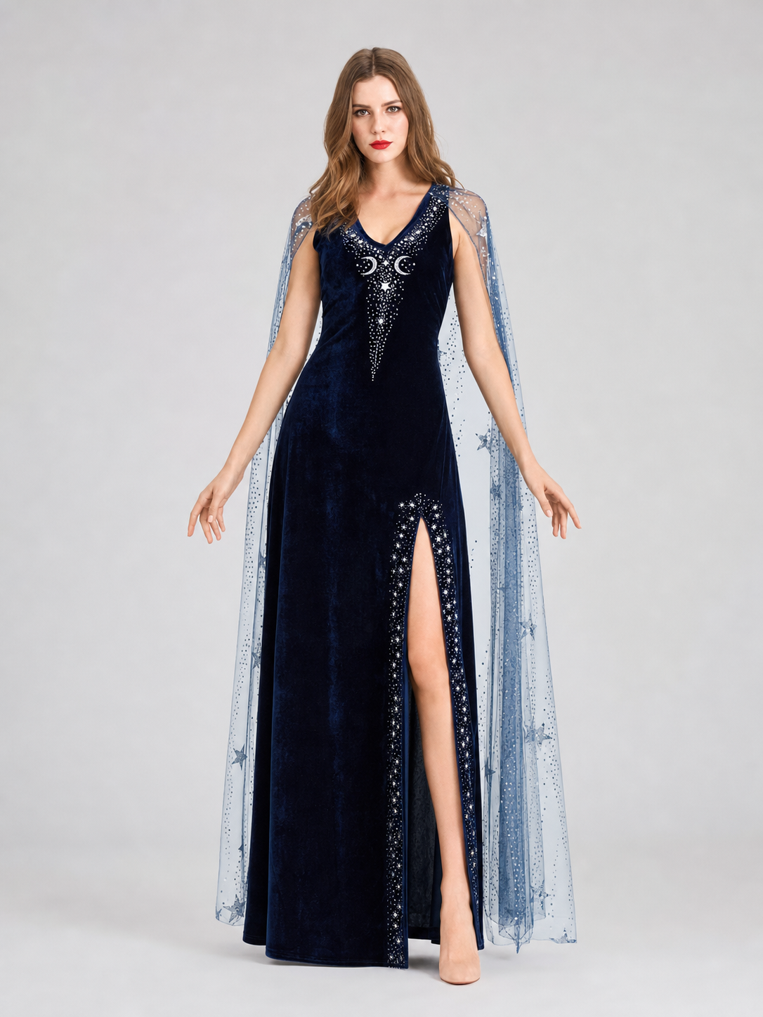 Vampire Costume with Long Dress and Cape