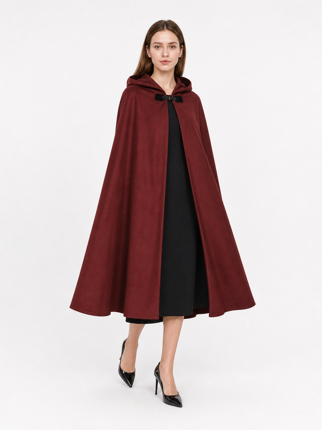 Burgundy Hooded Carnival Cloak for Cosplay