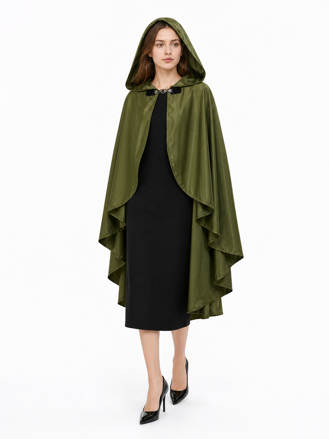 Green Costume Cloak with a Large Hood