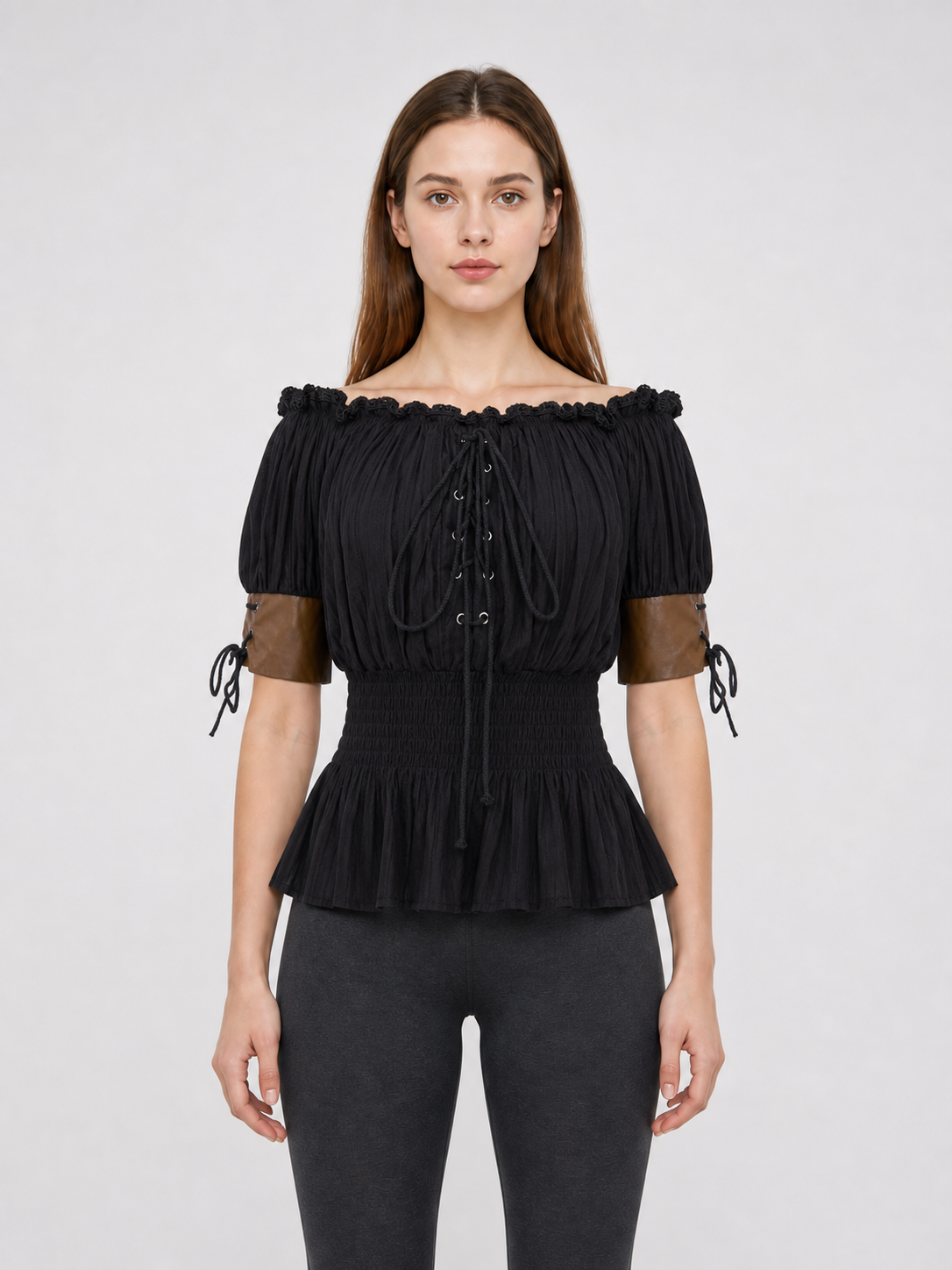 Gothic Off-the-Shoulder Lace-Up Top