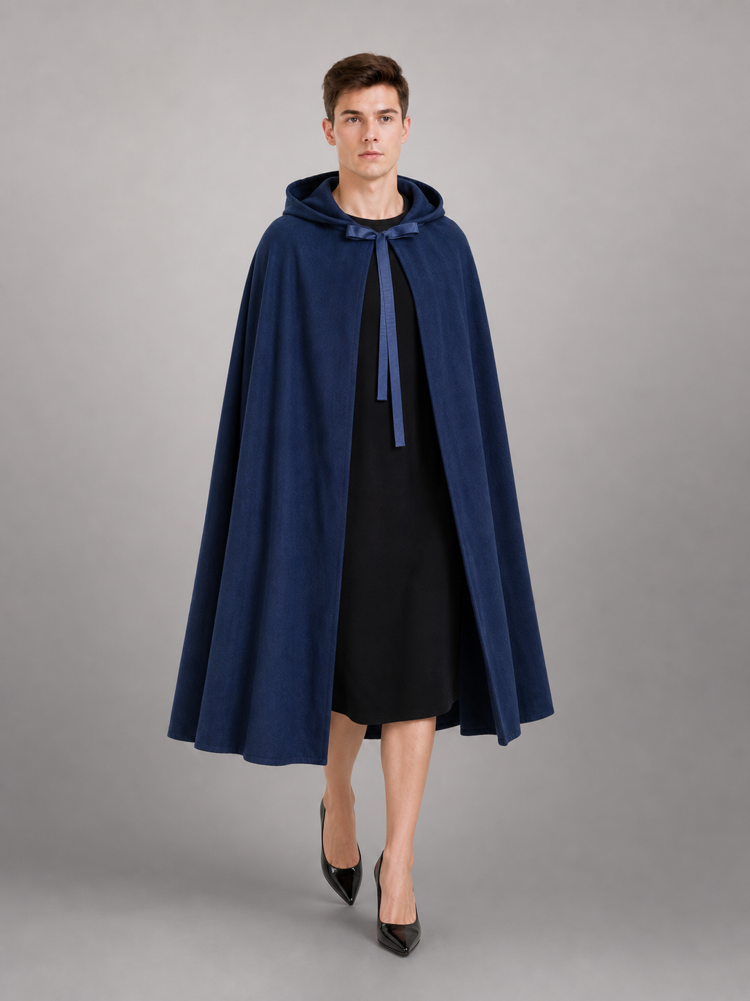Blue Hooded Medieval Carnival Cloak