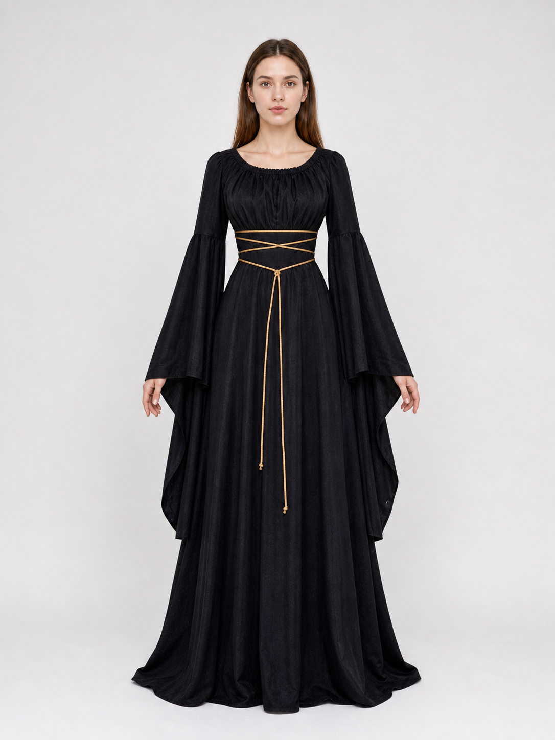 Gothic Maxi Dress with Long Sleeves