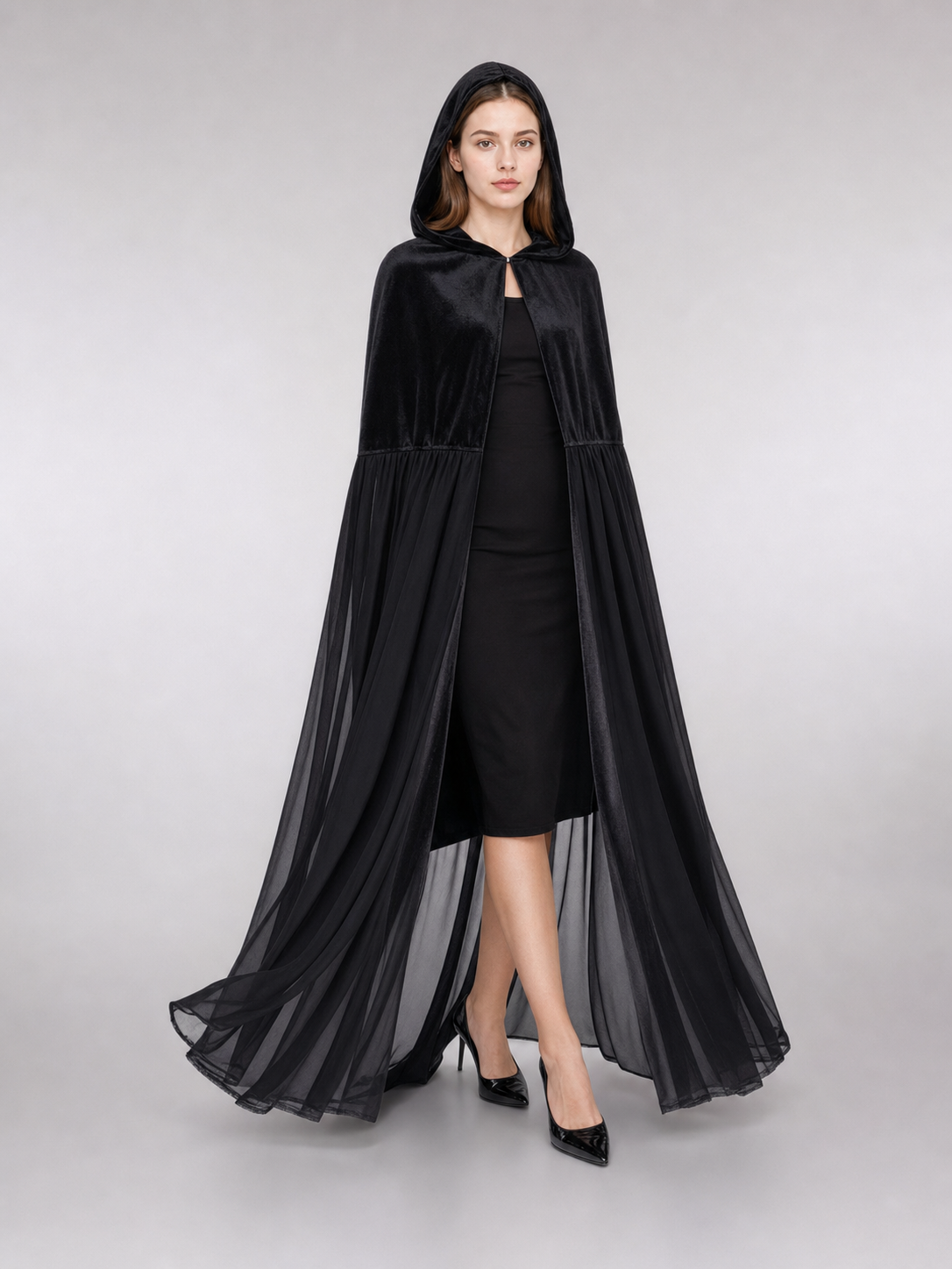 Black hooded costume cape for cosplay