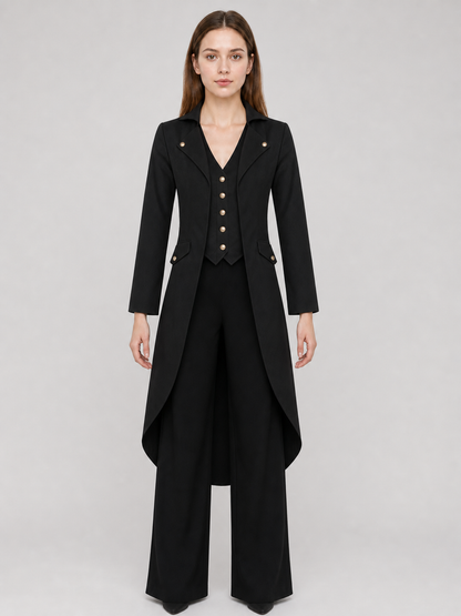 Black Long-Tailed Steampunk Tailcoat