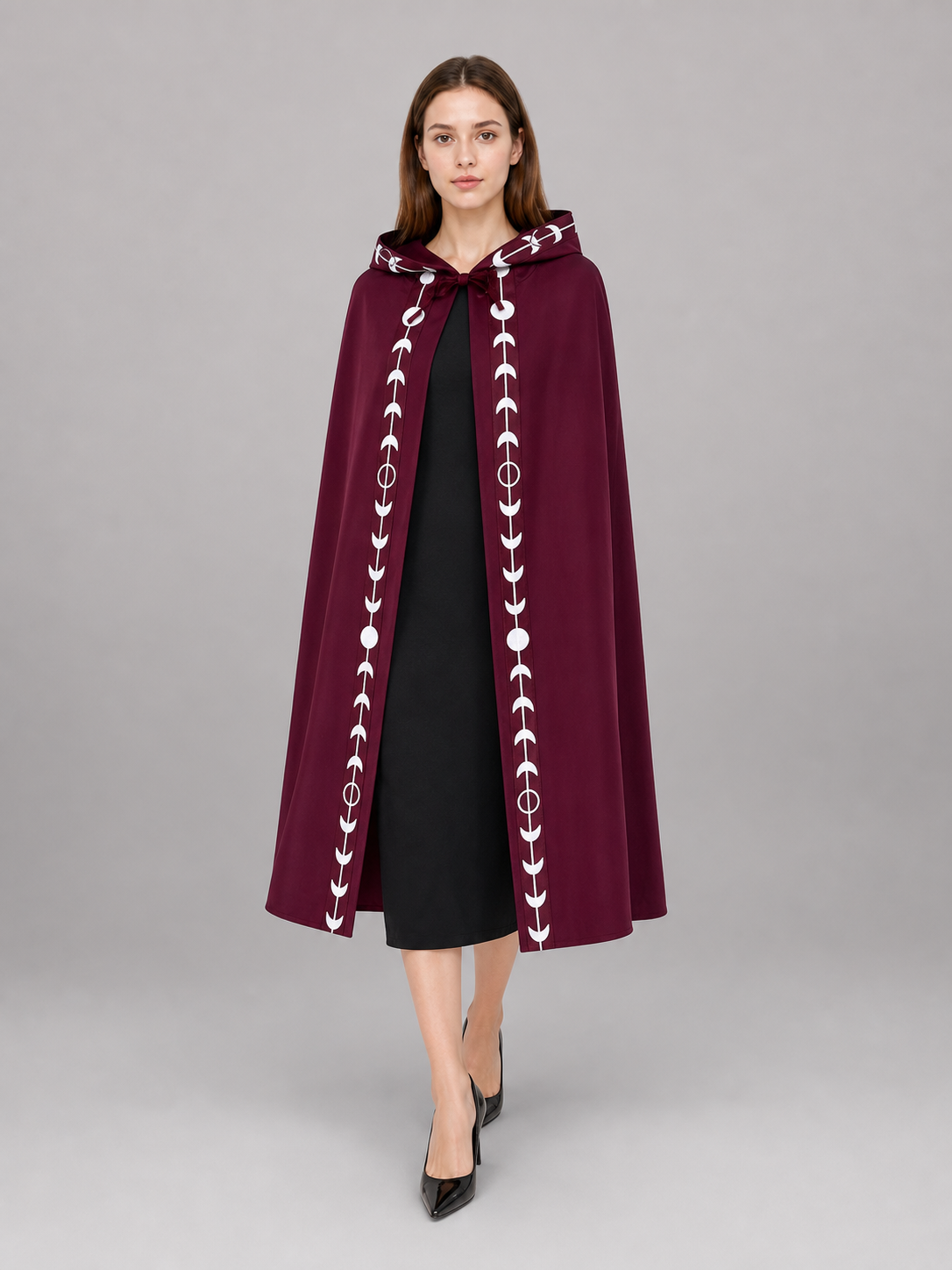 Burgundy Hooded Carnival Cloak