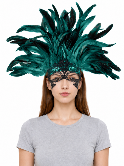 Carnival Feather and Mask Headpiece