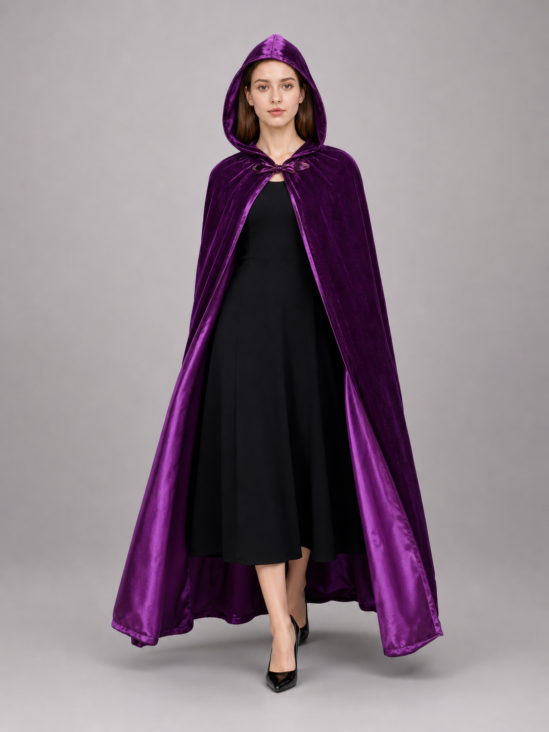 Purple Hooded Costume Cloak