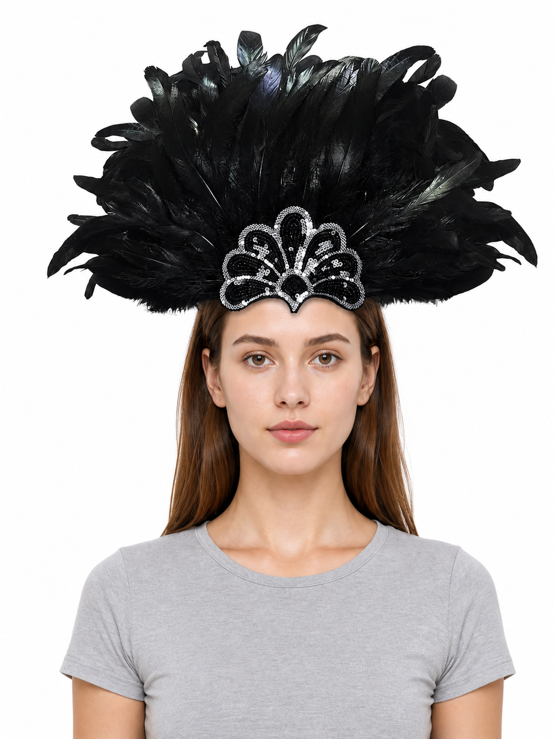 Carnival feather and sequin headpiece