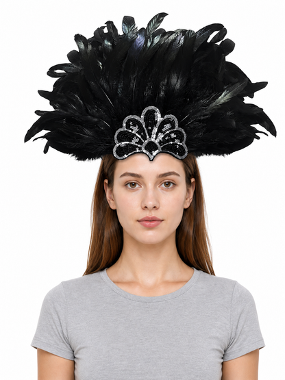 Carnival feather and sequin headpiece