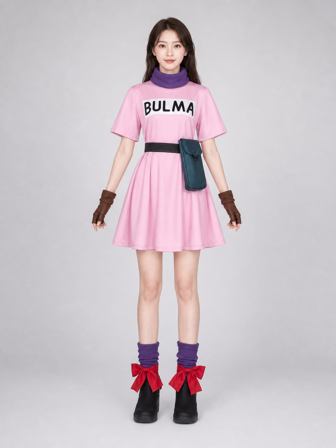 Bulma Cosplay Costume from Dragon Ball Z, Pink Dress