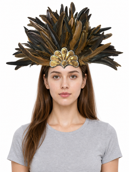 Sequined Feather Headpiece for Masquerade