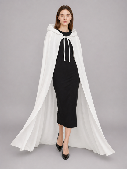 Long White Hooded Carnival Cape