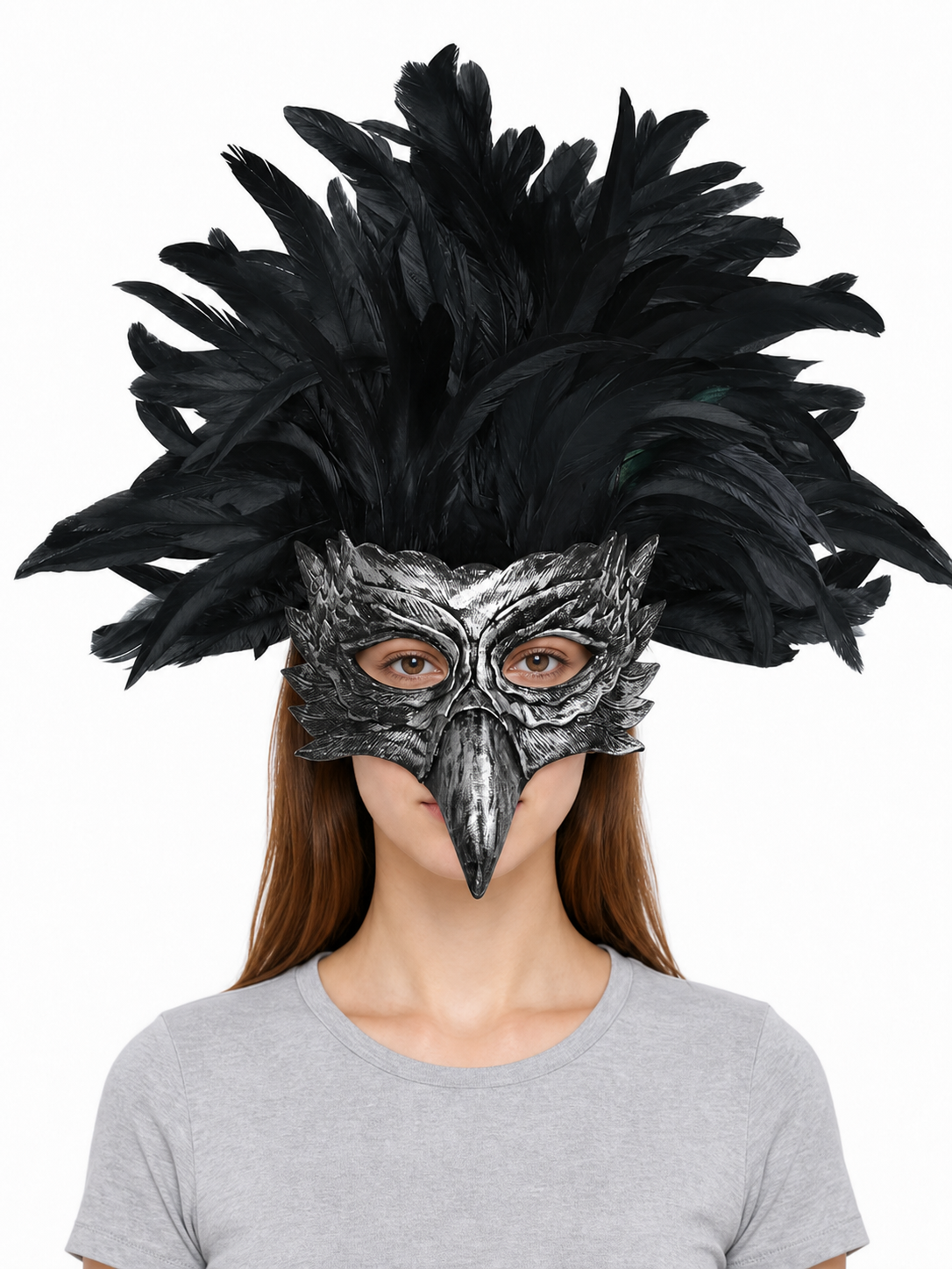 Carnival Eagle Mask with Black Feathers