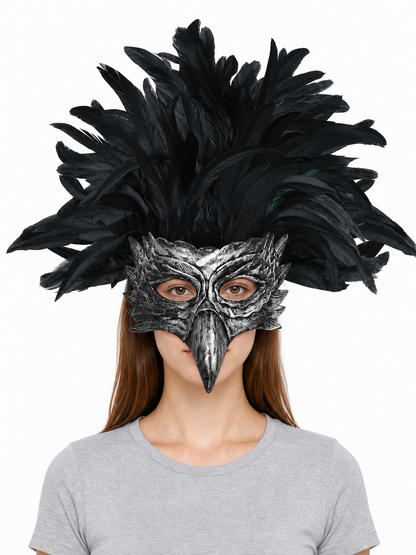 Carnival Eagle Mask with Black Feathers