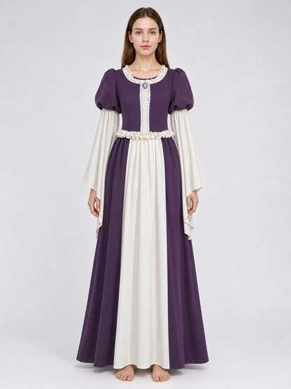 Long Vintage-Style Dress with Ruffles