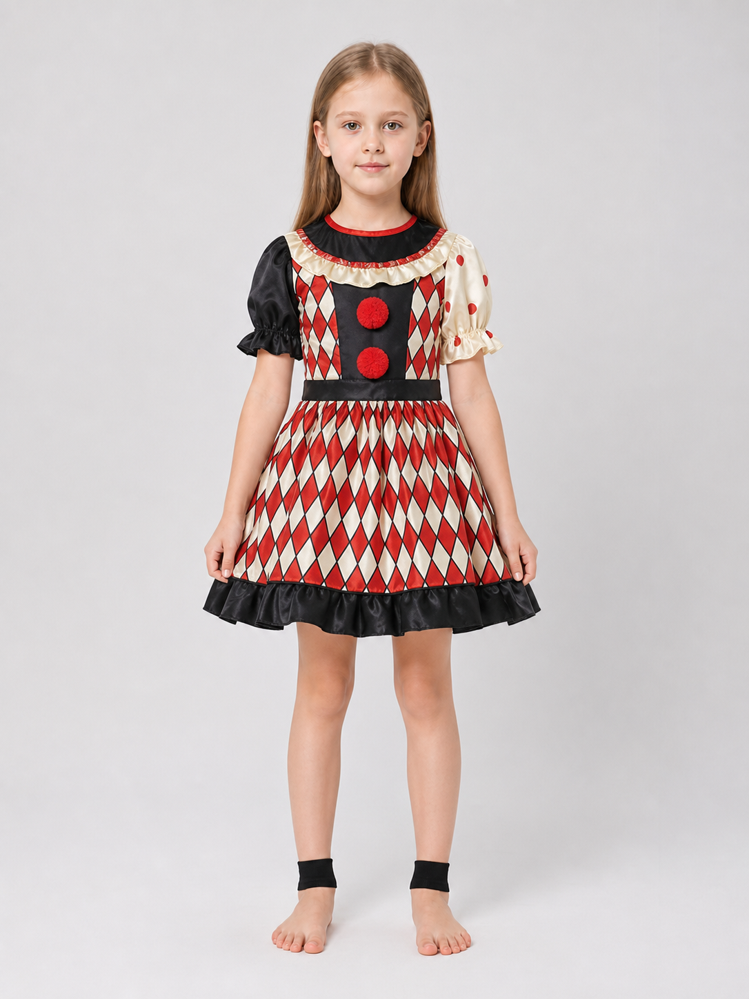 Clown Costume with Dress, Hat, and Shoes