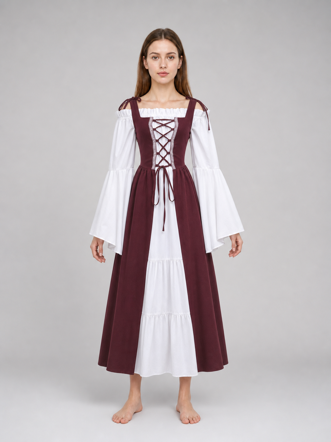 Renaissance-Style Medieval Dress with Lacing