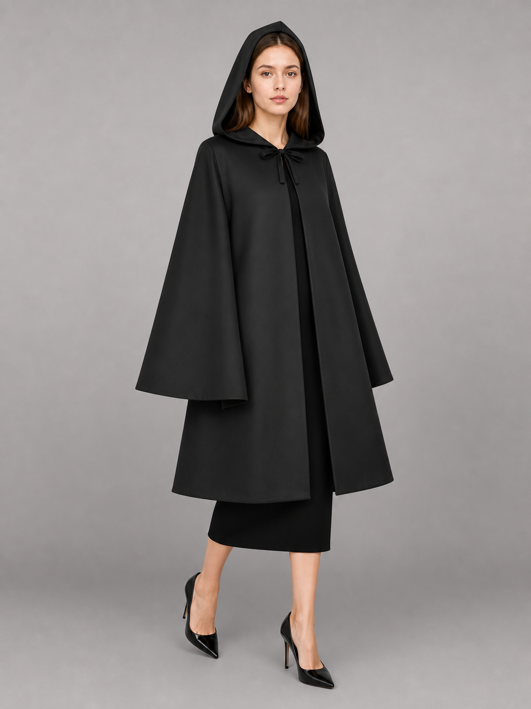 Black hooded carnival cloak for costumes