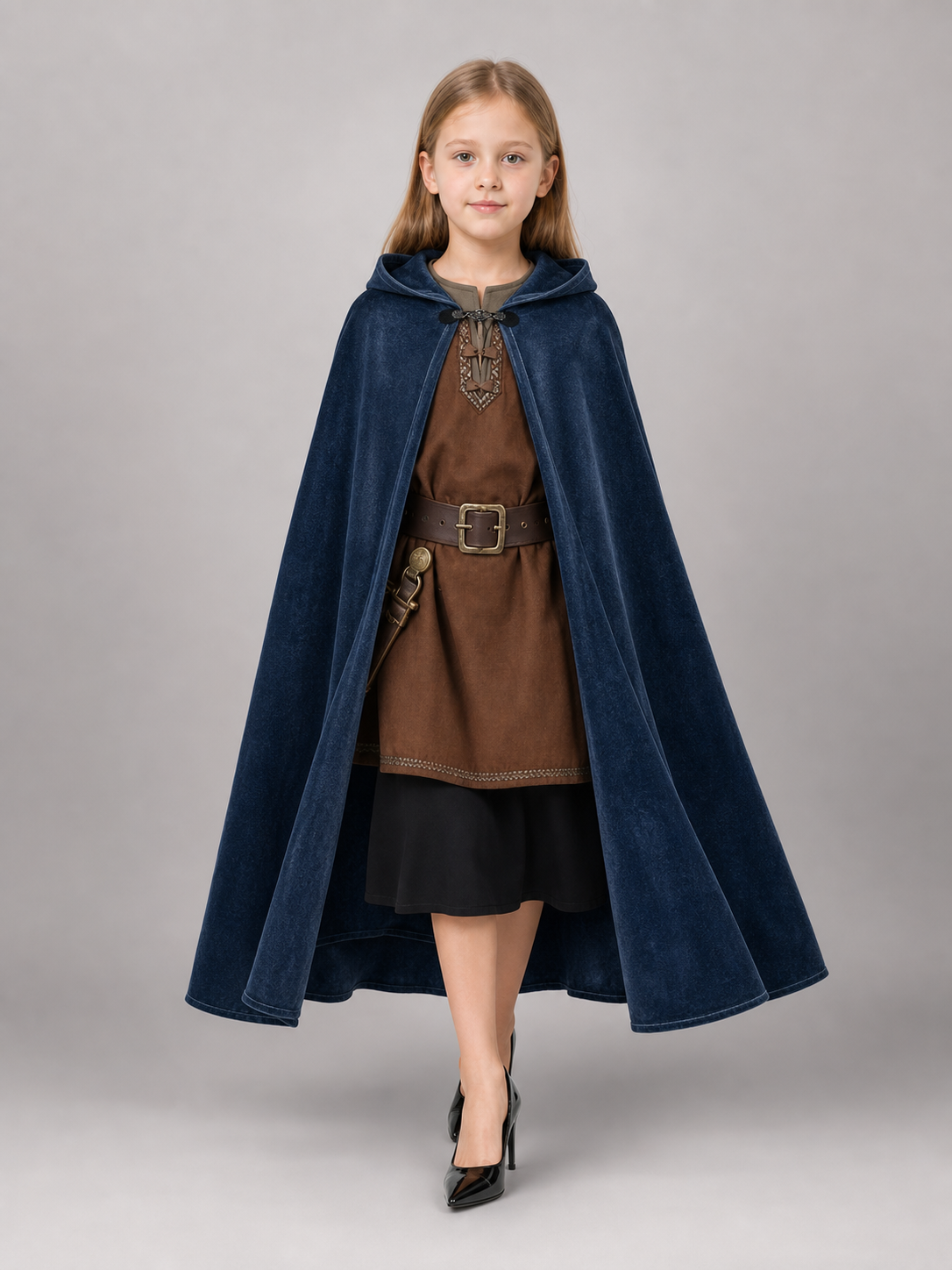 Blue Hooded Costume Cloak for Cosplay