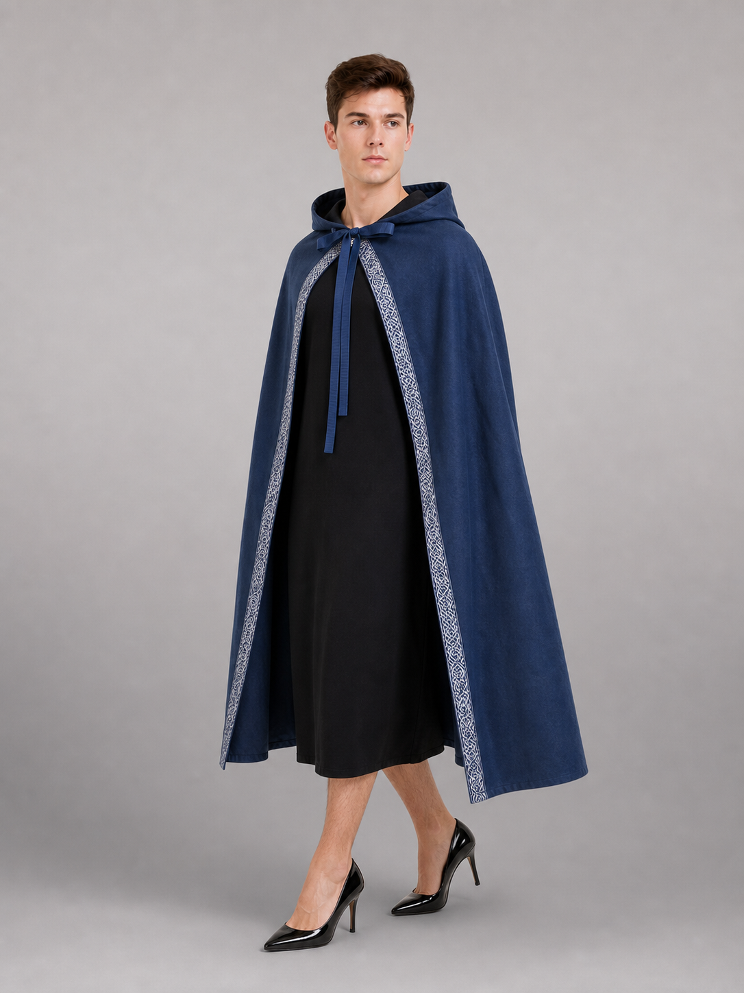 Blue Medieval Hooded Carnival Cloak