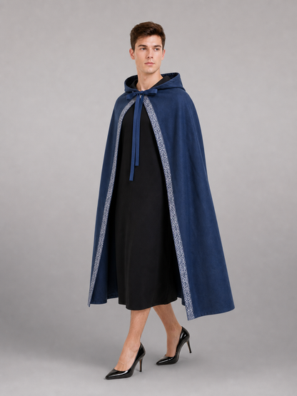Blue Medieval Hooded Carnival Cloak