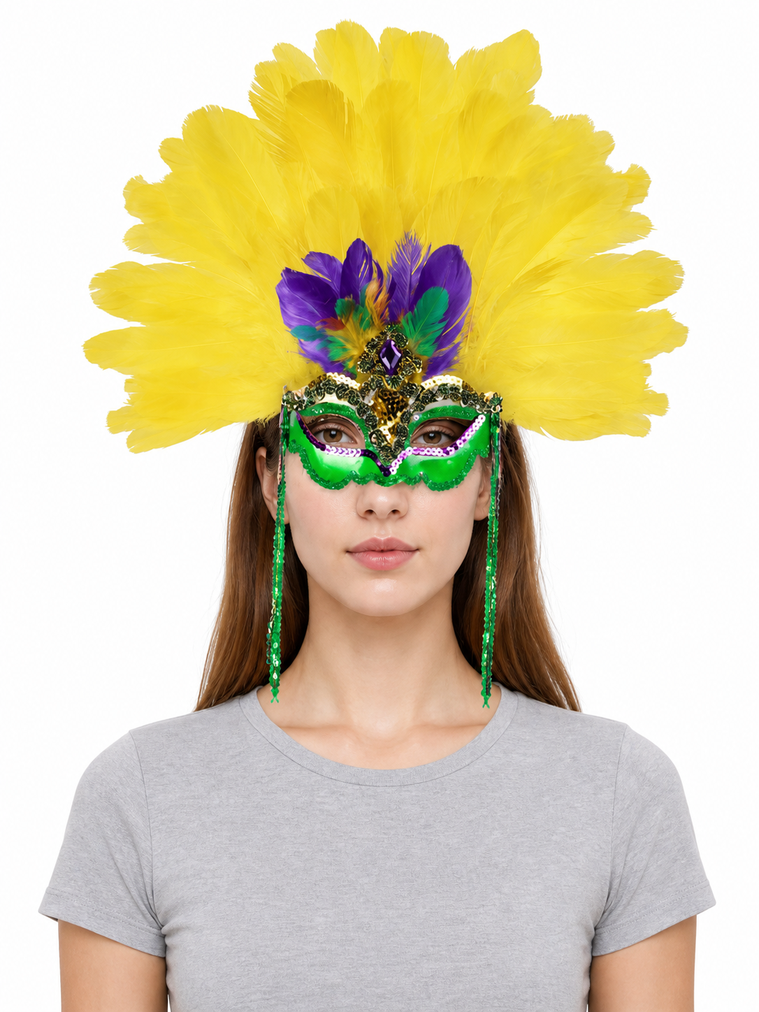 Carnival feather headdress with mask