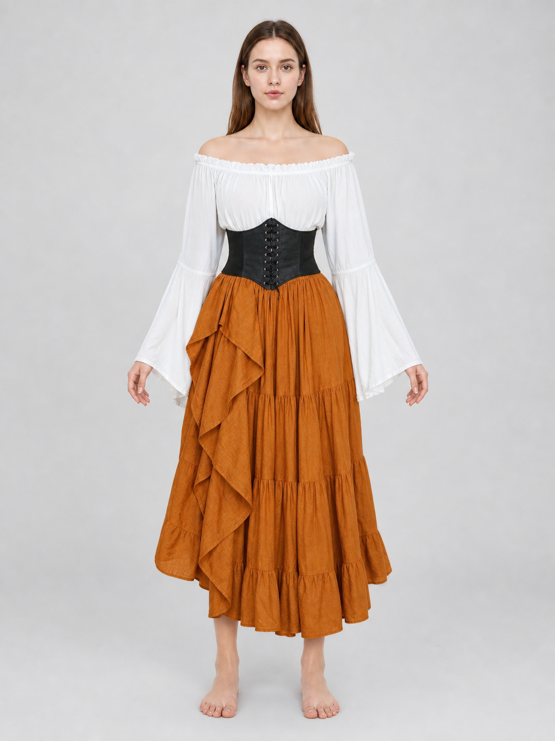 Renaissance-style corset dress for carnival front view
