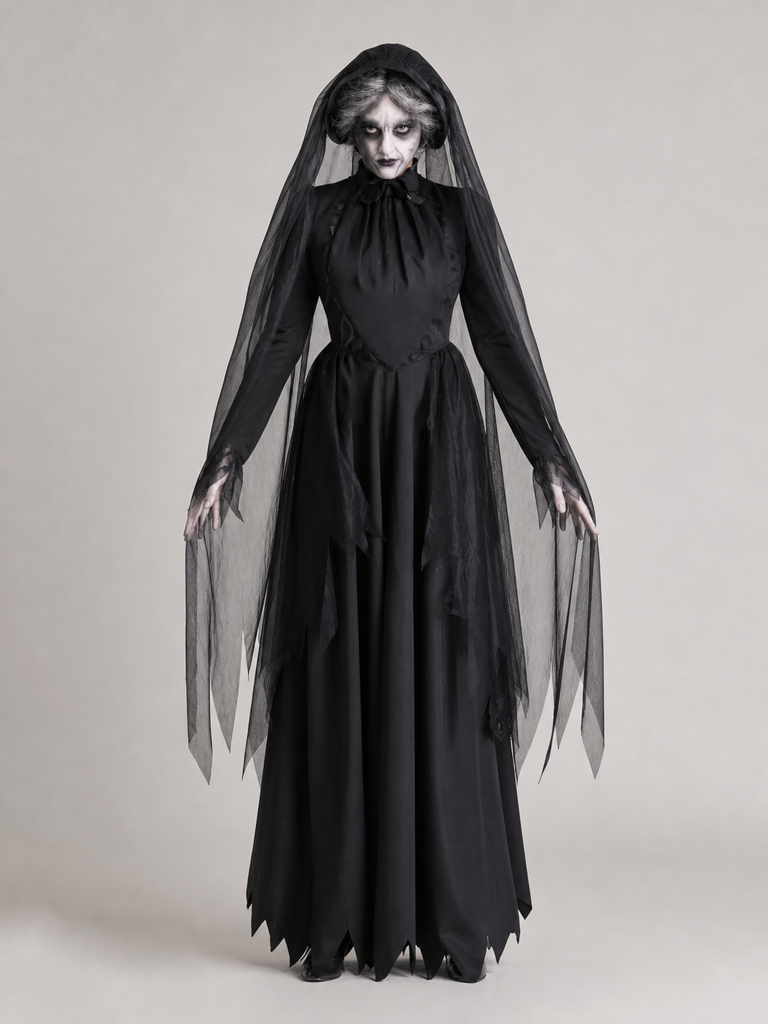 Halloween Costume: Black Dress with a Long Veil