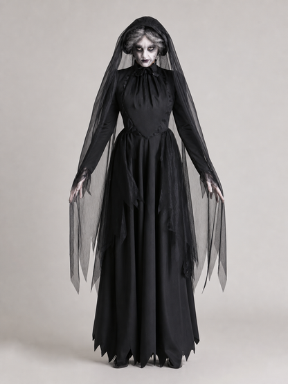 Halloween Costume: Black Dress with a Long Veil