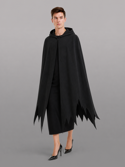 Black Halloween cape with hood and mask