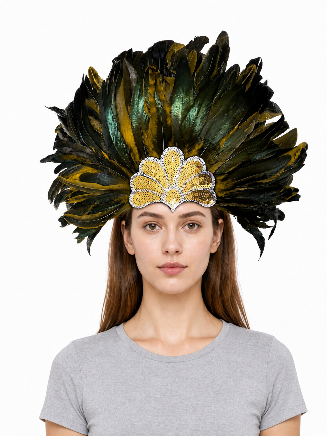 Carnival Feather and Sequin Headpiece