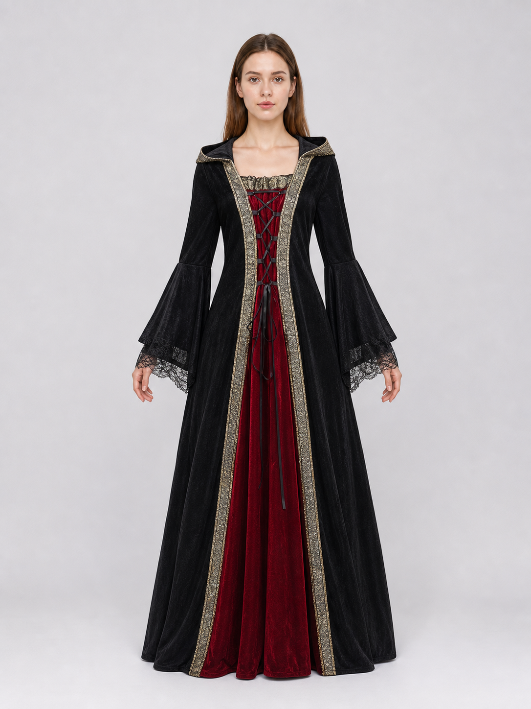 Gothic hooded costume dress for cosplay