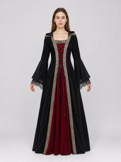 Gothic hooded costume dress for cosplay