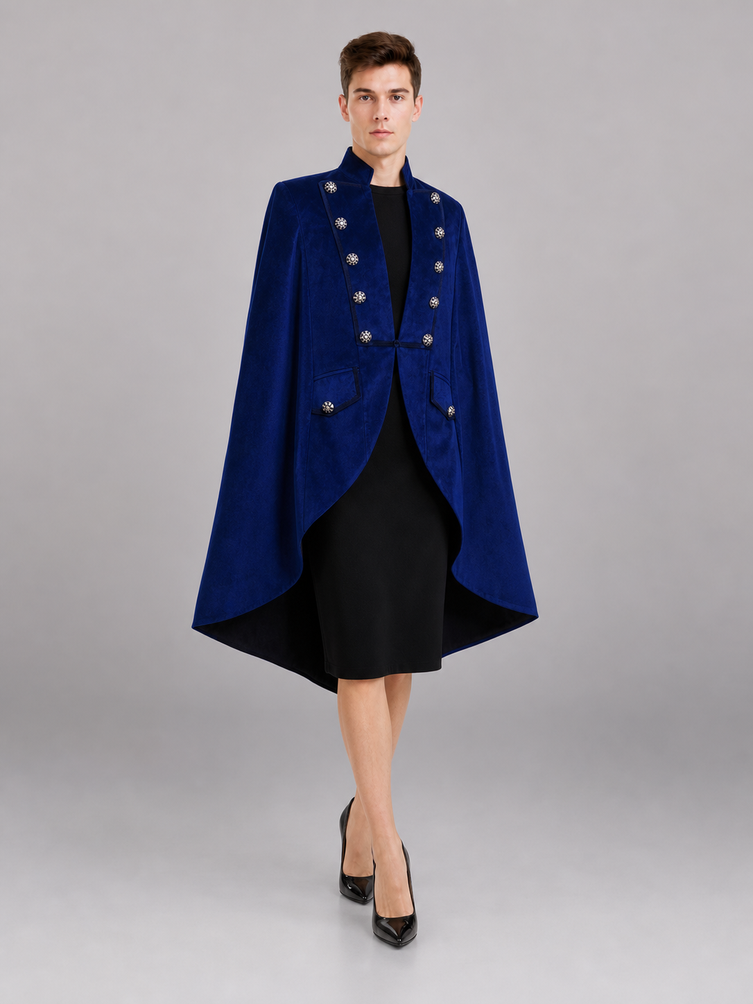 Blue Steampunk Tailcoat Jacket with Long Tails