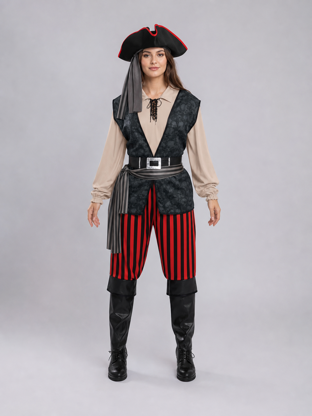 Pirate Costume with Vest, Hat, and Belt