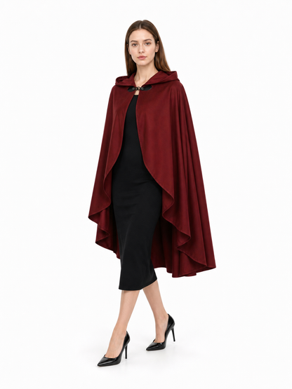 Burgundy Hooded Costume Cloak for Cosplay