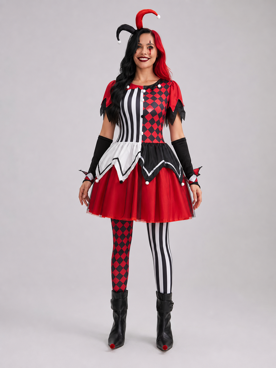 Harlequin Jester Costume for Halloween and Stage