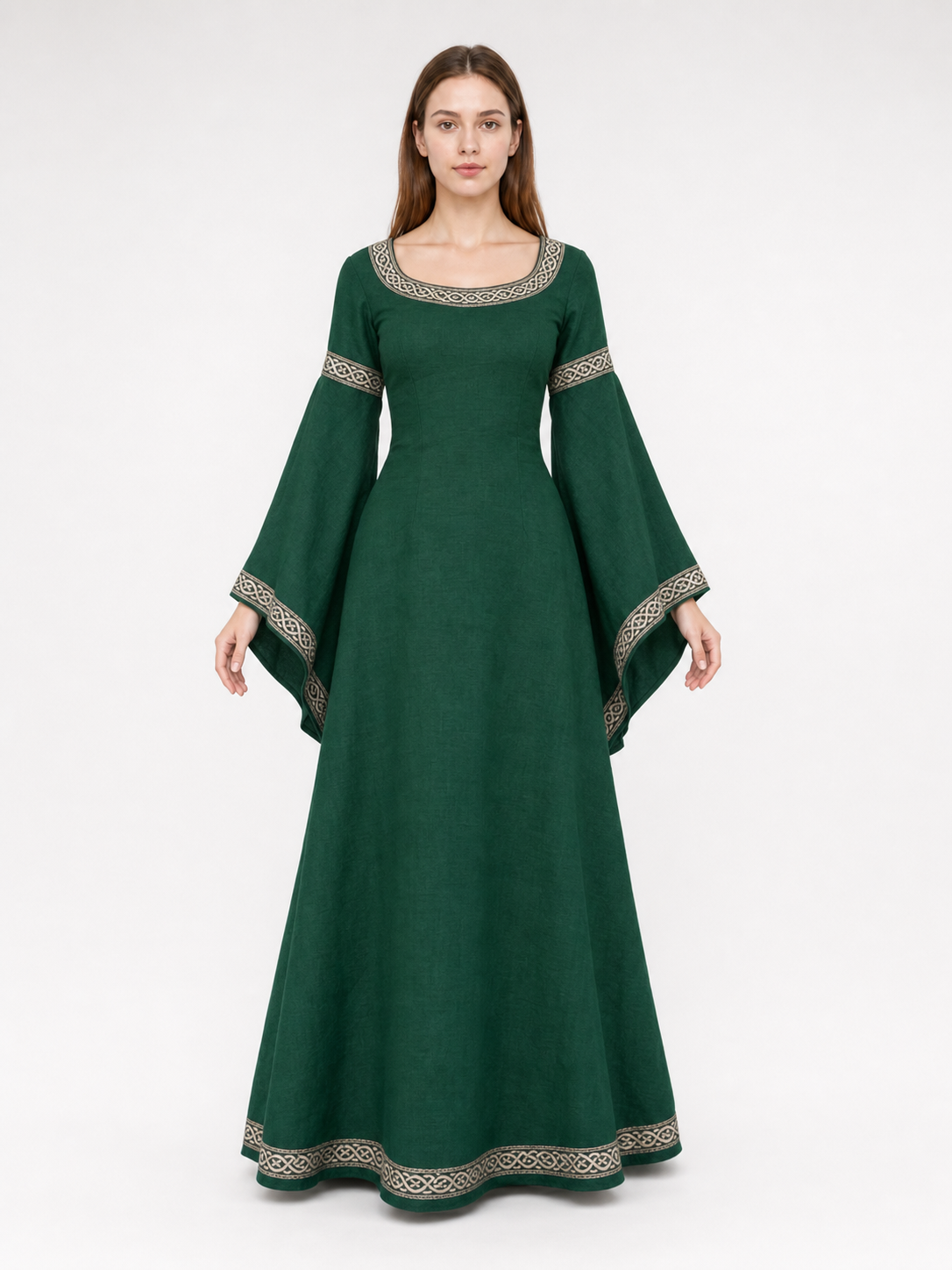 Medieval-Style Dress with Wide Sleeves