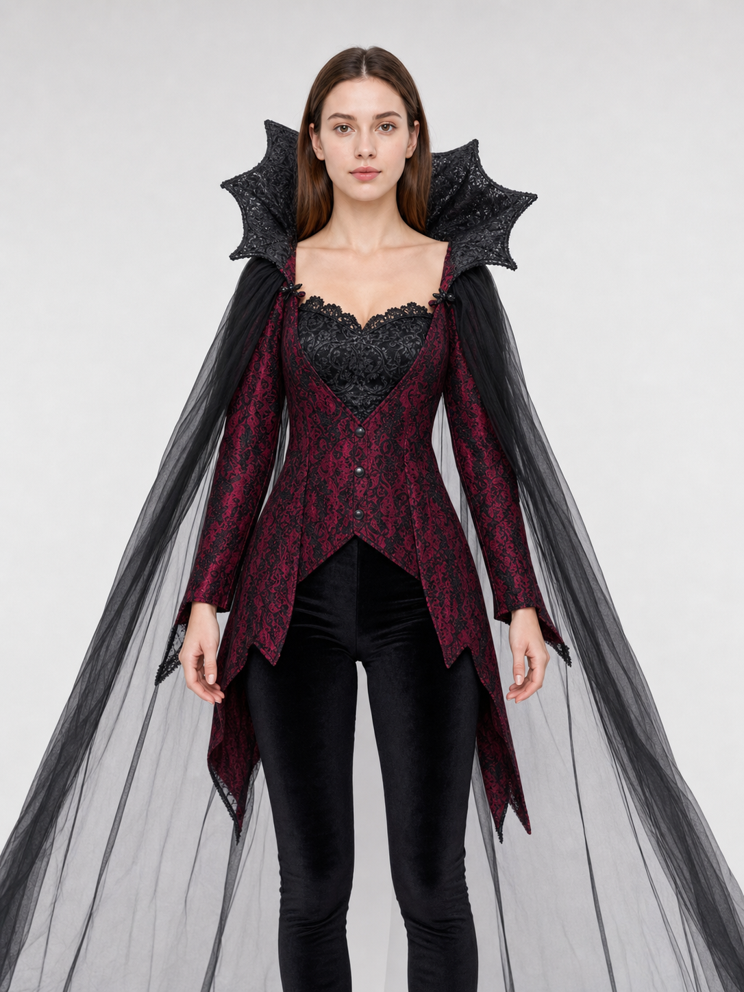 Gothic Vampire Costume with Cape and Pants