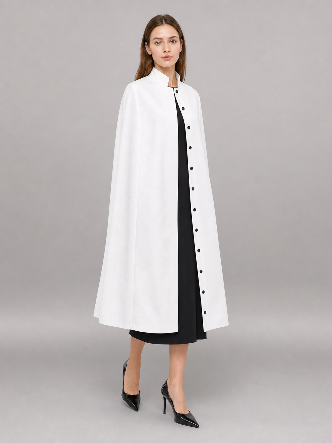 White Hooded Carnival Cloak for a Costume Look