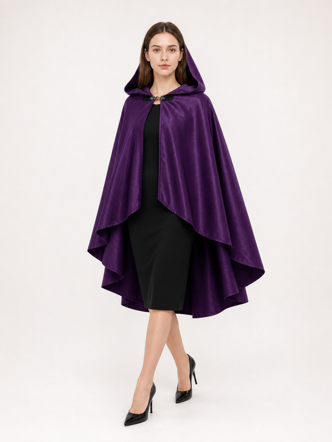 Purple Hooded Medieval Costume Cloak