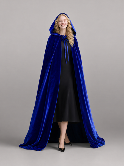 Long Blue Hooded Carnival Cape