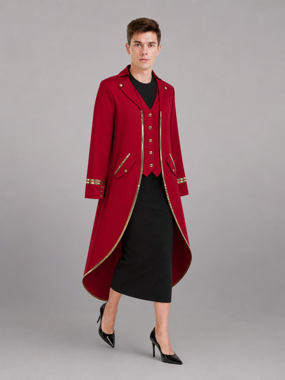 Red Carnival Cloak with Gold Trim